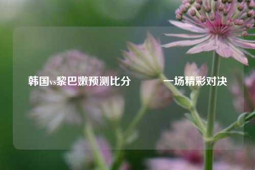 韩国vs黎巴嫩预测比分⚽✌️一场精彩对决