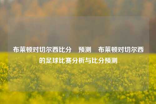 布莱顿对切尔西比分⚽预测⚾布莱顿对切尔西的足球比赛分析与比分预测