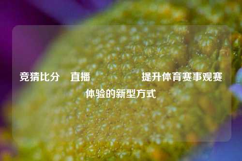 竞猜比分⚽直播🎖️提升体育赛事观赛体验的新型方式