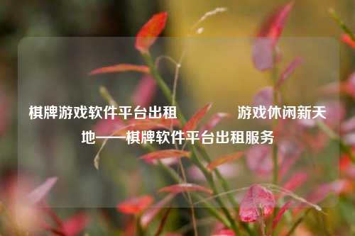 棋牌游戏软件平台出租🏆游戏休闲新天地——棋牌软件平台出租服务