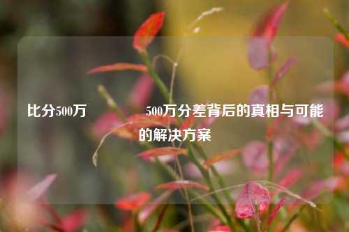 比分500万🏅500万分差背后的真相与可能的解决方案