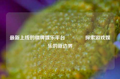 最新上线的棋牌娱乐平台👍探索游戏娱乐的新边界