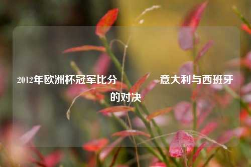 2012年欧洲杯冠军比分🌈意大利与西班牙的对决