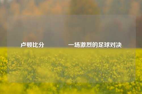 卢顿比分👈一场激烈的足球对决