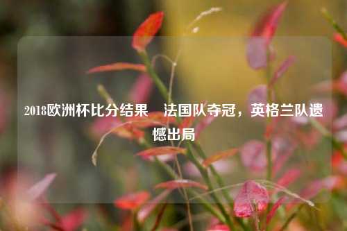 2018欧洲杯比分结果⚾法国队夺冠，英格兰队遗憾出局