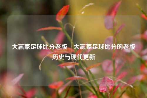 大赢家足球比分老版⚽大赢家足球比分的老版历史与现代更新