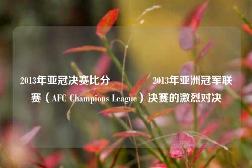 2013年亚冠决赛比分🥎2013年亚洲冠军联赛（AFC Champions League）决赛的激烈对决