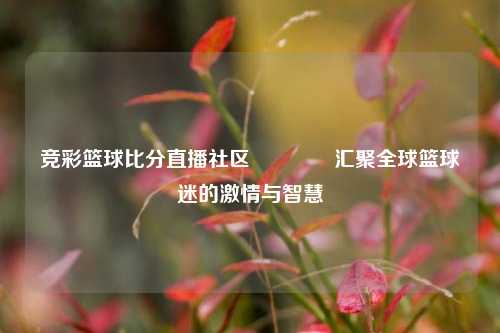 竞彩篮球比分直播社区🥇汇聚全球篮球迷的激情与智慧
