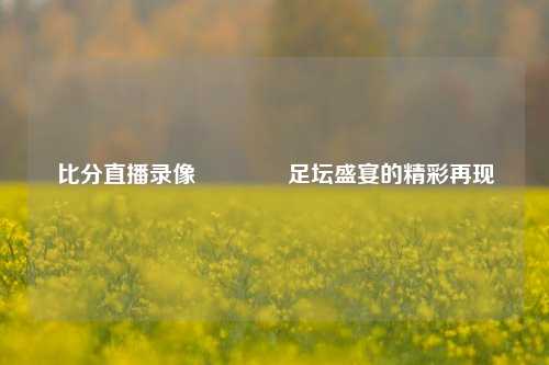 比分直播录像🏀足坛盛宴的精彩再现