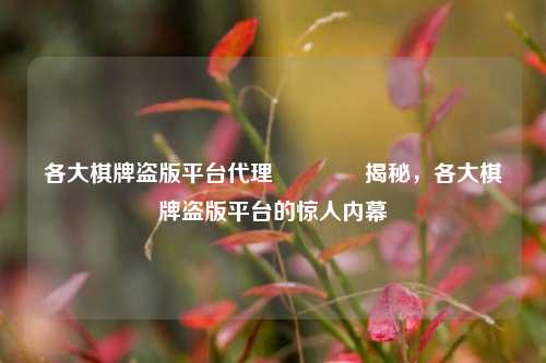 各大棋牌盗版平台代理👈揭秘，各大棋牌盗版平台的惊人内幕