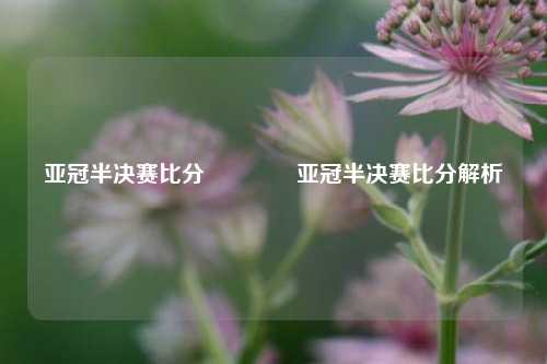 亚冠半决赛比分🌈亚冠半决赛比分解析