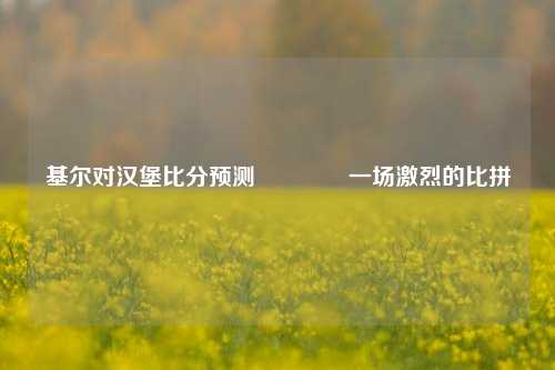 基尔对汉堡比分预测👉一场激烈的比拼