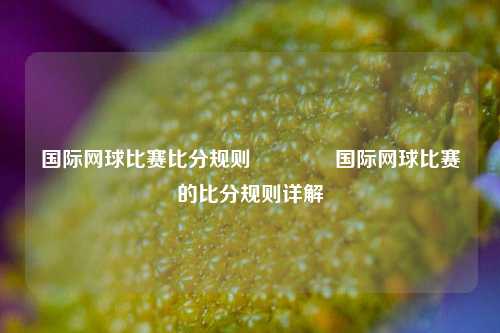 国际网球比赛比分规则🥎国际网球比赛的比分规则详解