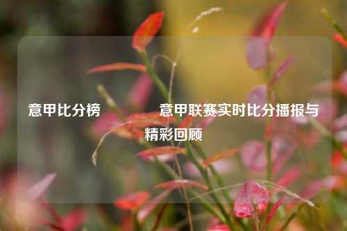 意甲比分榜🏆意甲联赛实时比分播报与精彩回顾