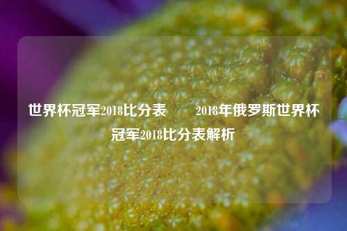世界杯冠军2018比分表✌️2018年俄罗斯世界杯冠军2018比分表解析