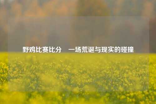 野鸡比赛比分⚽一场荒诞与现实的碰撞