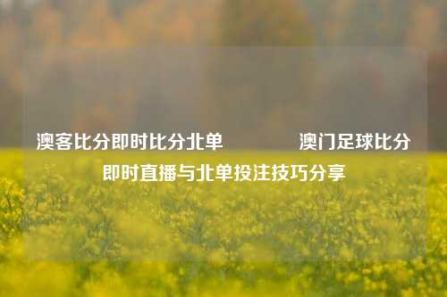 澳客比分即时比分北单🌈澳门足球比分即时直播与北单投注技巧分享