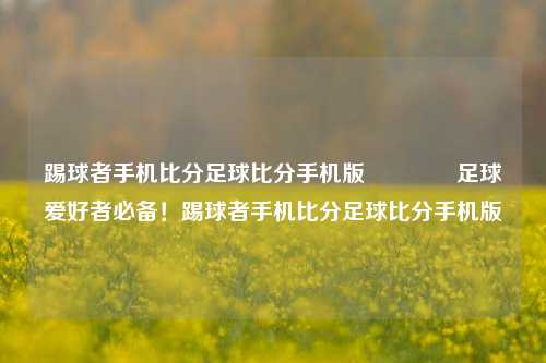踢球者手机比分足球比分手机版🥈足球爱好者必备！踢球者手机比分足球比分手机版