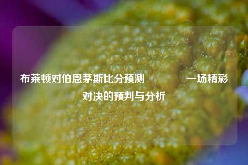 布莱顿对伯恩茅斯比分预测🌈一场精彩对决的预判与分析