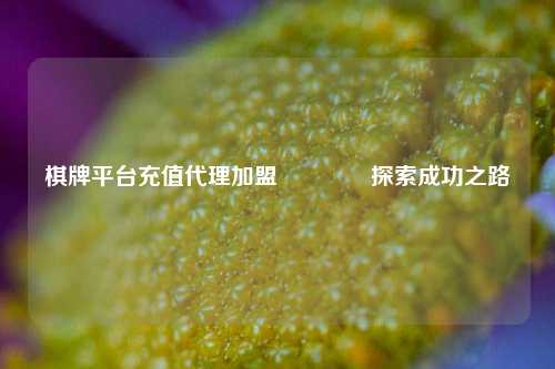 棋牌平台充值代理加盟🌈探索成功之路