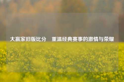 大赢家旧版比分⚽重温经典赛事的激情与荣耀