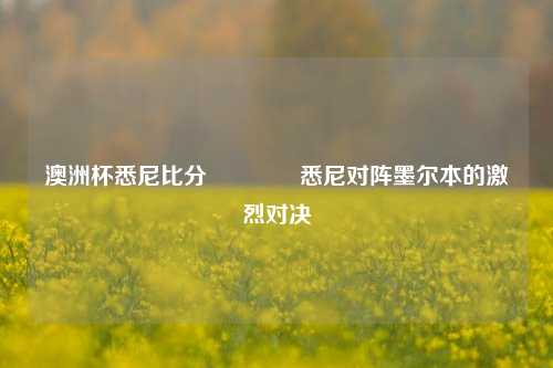 澳洲杯悉尼比分🥈悉尼对阵墨尔本的激烈对决