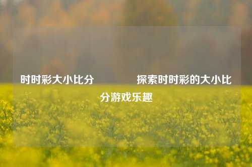 时时彩大小比分🥇探索时时彩的大小比分游戏乐趣