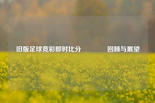 旧版足球竞彩即时比分🏆回顾与展望