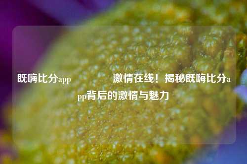 既嗨比分app👍激情在线！揭秘既嗨比分app背后的激情与魅力