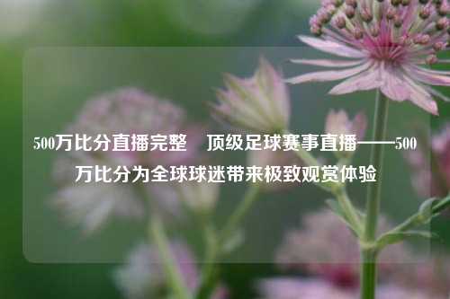 500万比分直播完整⚾顶级足球赛事直播——500万比分为全球球迷带来极致观赏体验
