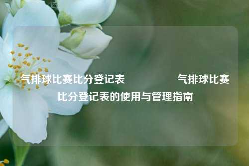 气排球比赛比分登记表🎖️气排球比赛比分登记表的使用与管理指南