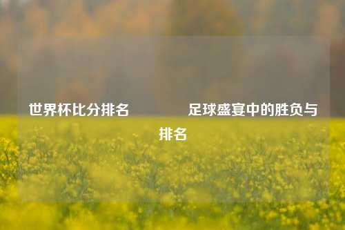 世界杯比分排名🥇足球盛宴中的胜负与排名