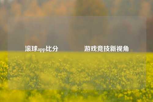 滚球app比分🏀游戏竞技新视角