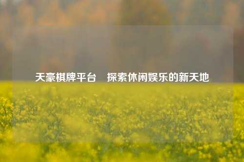 天豪棋牌平台⚾探索休闲娱乐的新天地